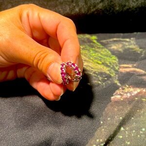 Earings With Fushia Color Crystals